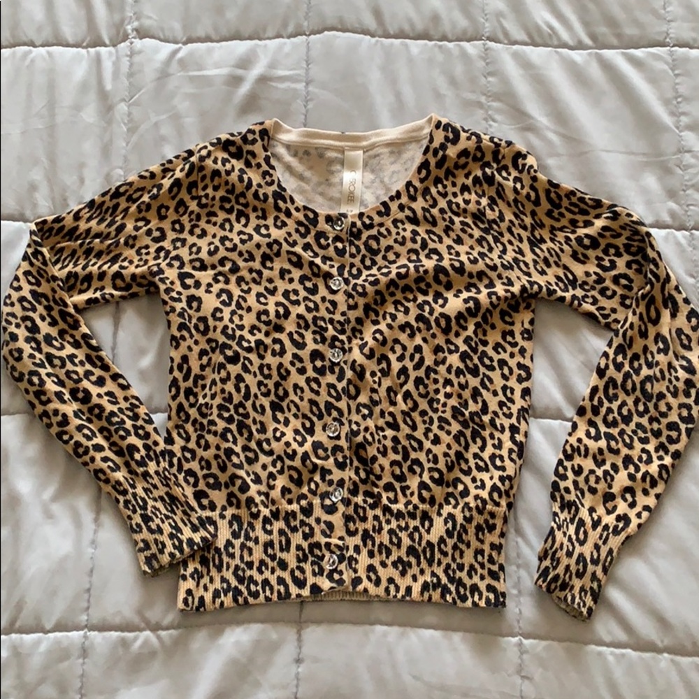Girls Cheetah Print button down Cardigan